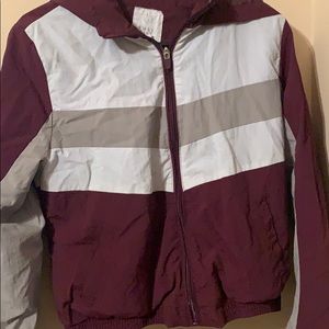 maroon gray windbreaker hoodie